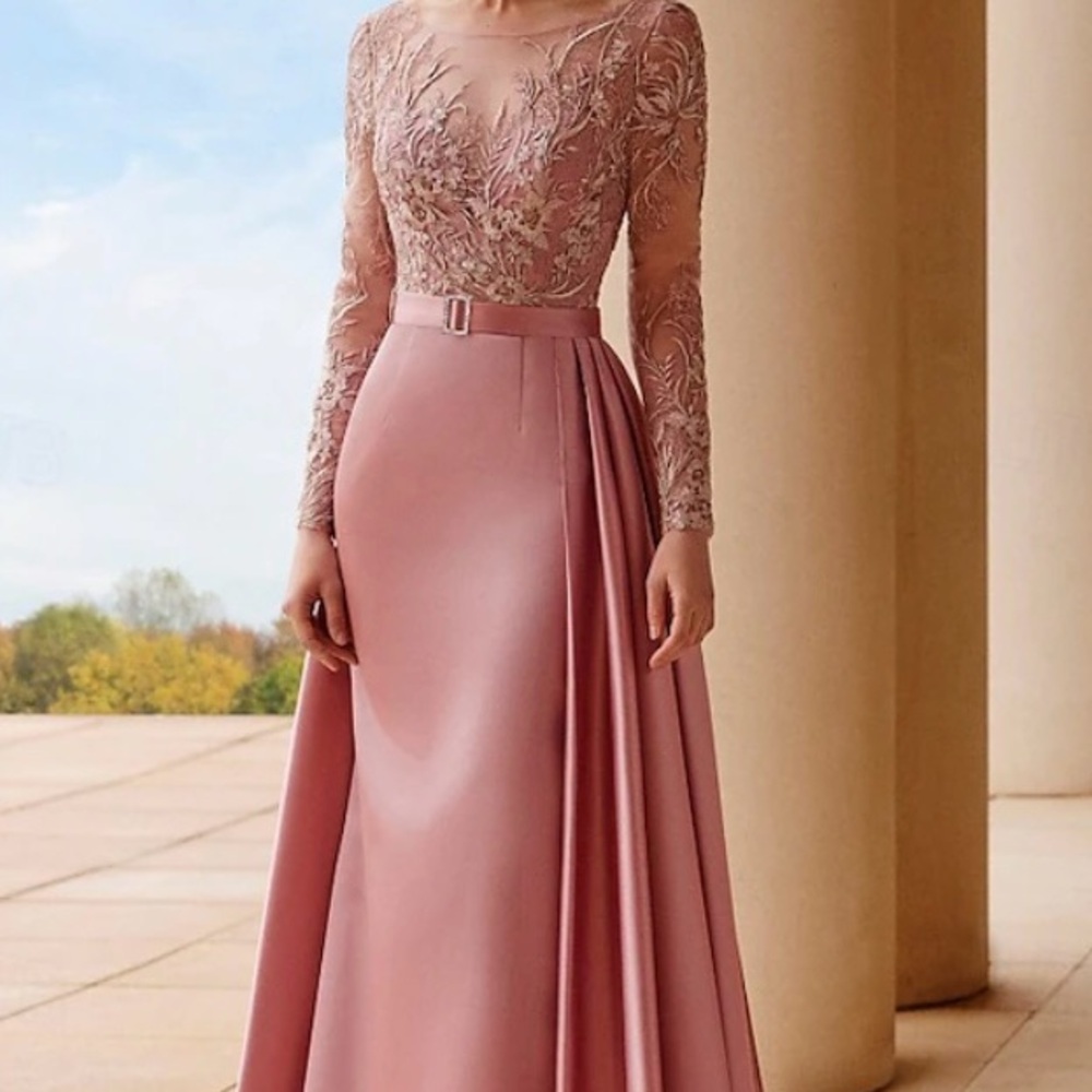 Sophisticated Long Sleeve Pink Gown